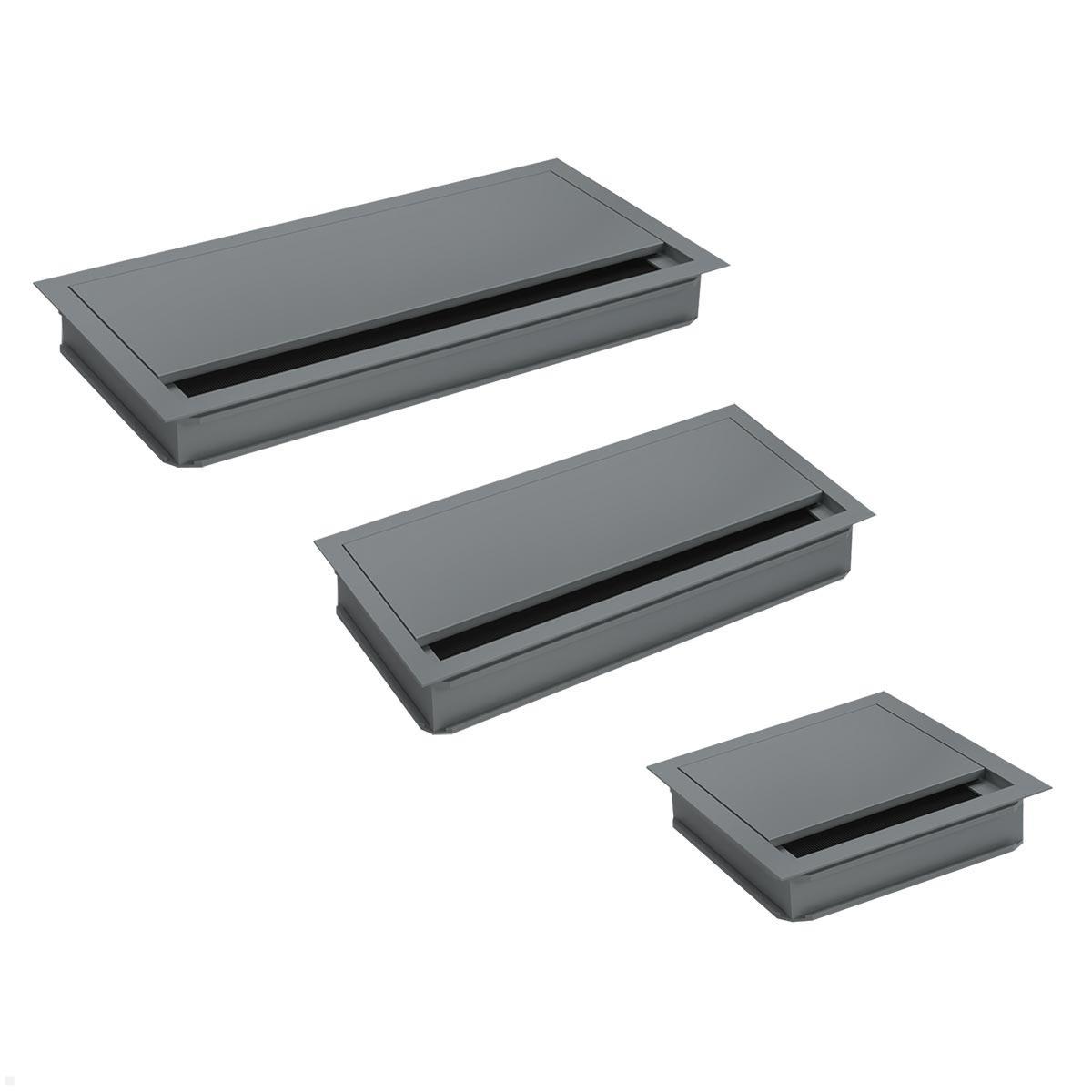 TecLines TKD011T Kabeldurchführung 120x120x25 mm, Titanium / schwarz Variationen TecLines TKD011T Kabeldurchführung 120x120x25 mm, Titanium / schwarz Variationen