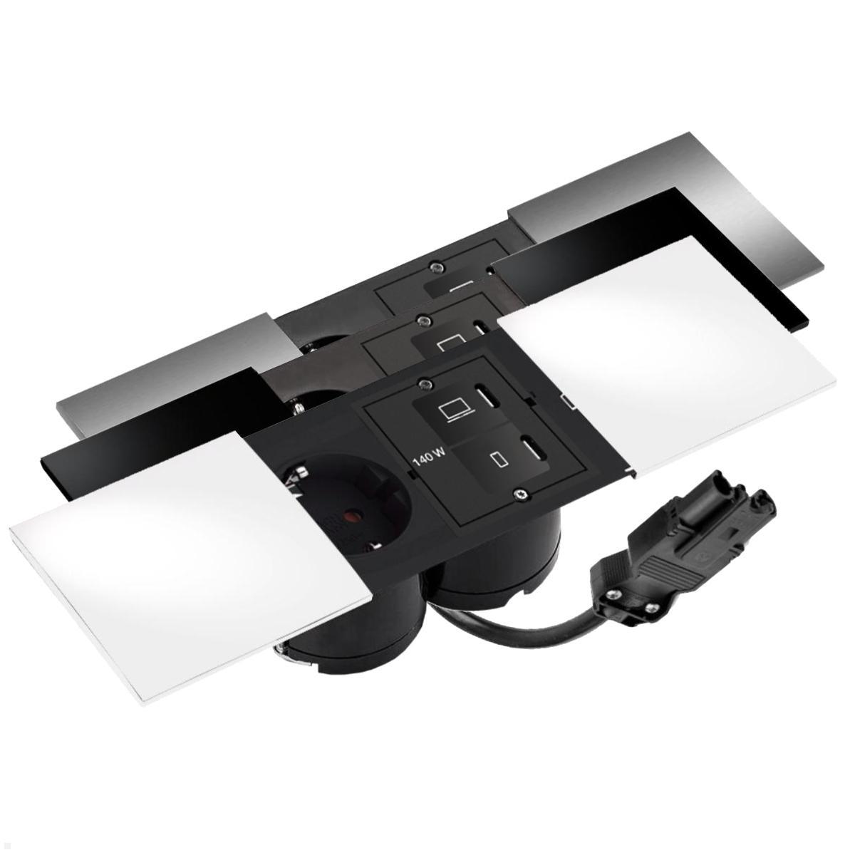 Bachmann DUE Einbausteckdose 1x Steckdose, 1x USB-C Modul, Deckel