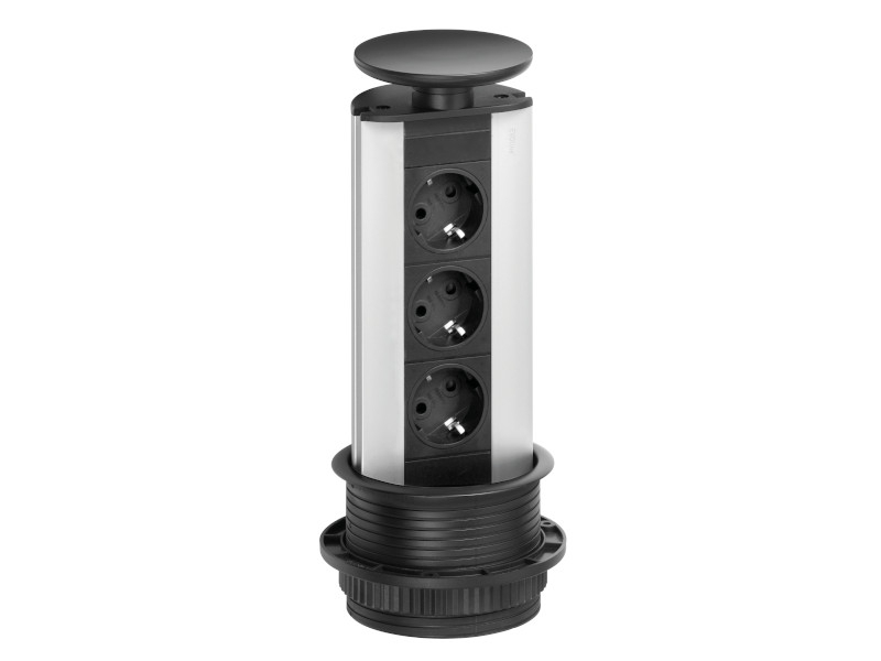 EVOline Port dreifache Steckdose, silber/schwarz EVOline Port dreifache Steckdose, silber/schwarz