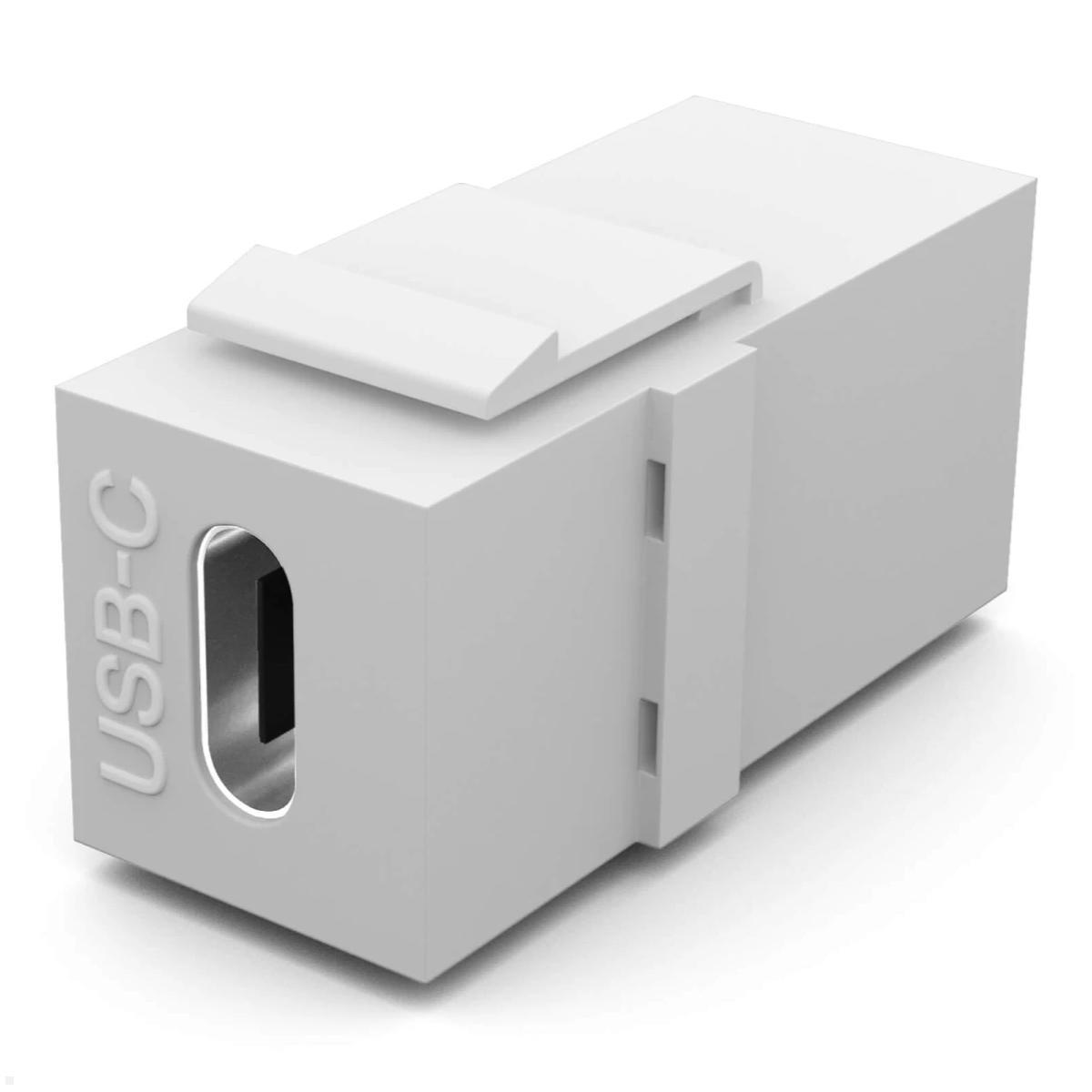 TecLines TKM018 Keystone Modul USB-C 3.2, 240W, Ansicht weiß