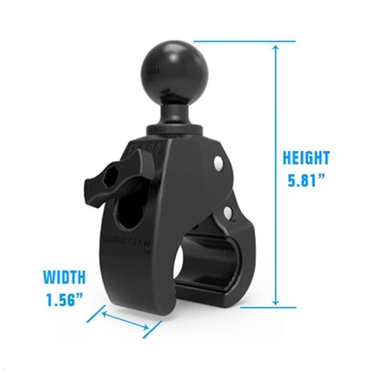 RAM Mounts Tough-Claw Halteklammer mittel mit Feststellschraube C-Kugel Durchmesser 25,4-40,6 mm (RAP-404U), Halteklammer mit Feststellschraube