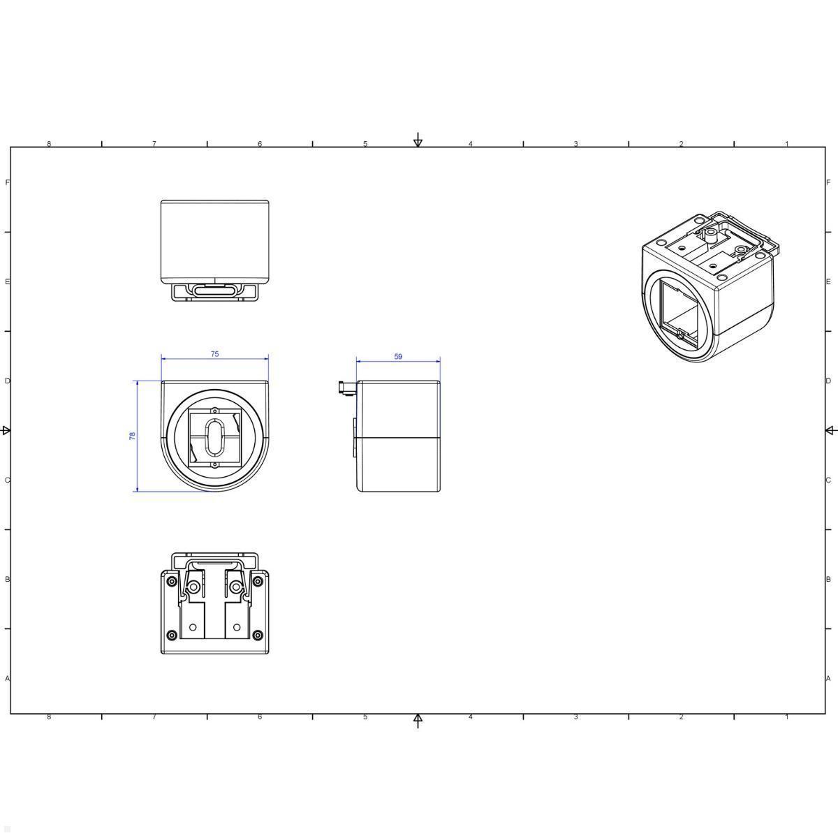 Bachmann PIX HOLDER SINGLE Steckdose für Möbel mit 1x Custom Modul  (BM0020086), Befestigung Möbelunterseite