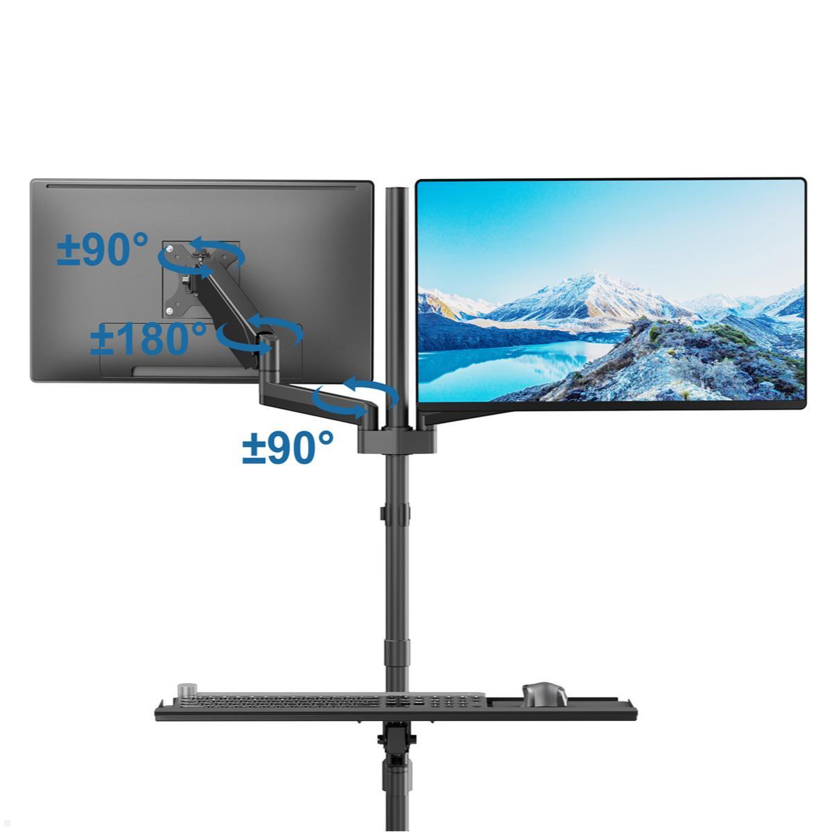 MonLines MBS020B dual Monitor Bodenstandfuß anschraubbar mit Tastaturhalterung, neigbar MonLines MBS020B dual Monitor Bodenstandfuß anschraubbar mit Tastaturhalterung, neigbar