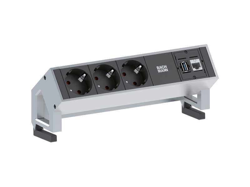 Bachmann DESK 2 3x Steckdose 1x CAT6 1x USB Inox (902.501) Bachmann DESK 2 3x Steckdose 1x CAT6 1x USB Inox (902.501)