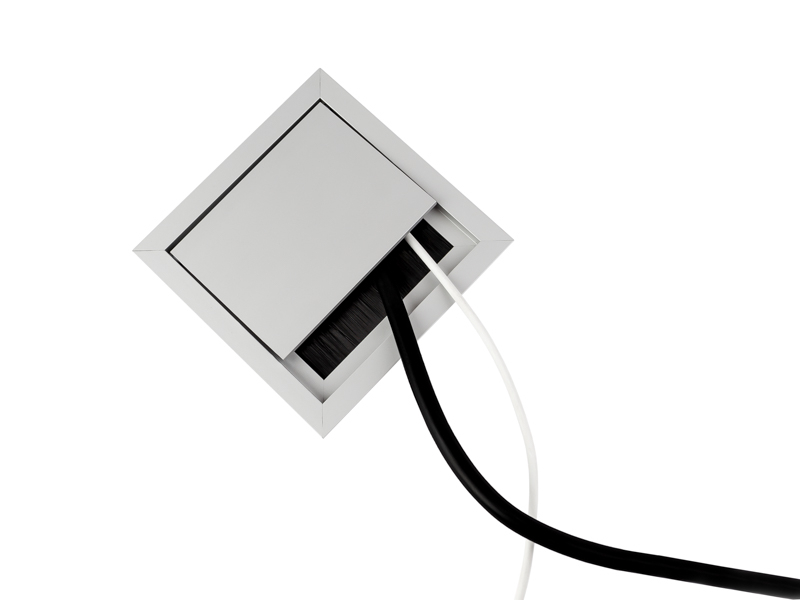 TecLines TKD005 Kabeldurchführung 100x100mm, silber/schwarz Anwendung Schreibtisch TecLines TKD005 Kabeldurchführung 100x100mm, silber/schwarz Anwendung Schreibtisch