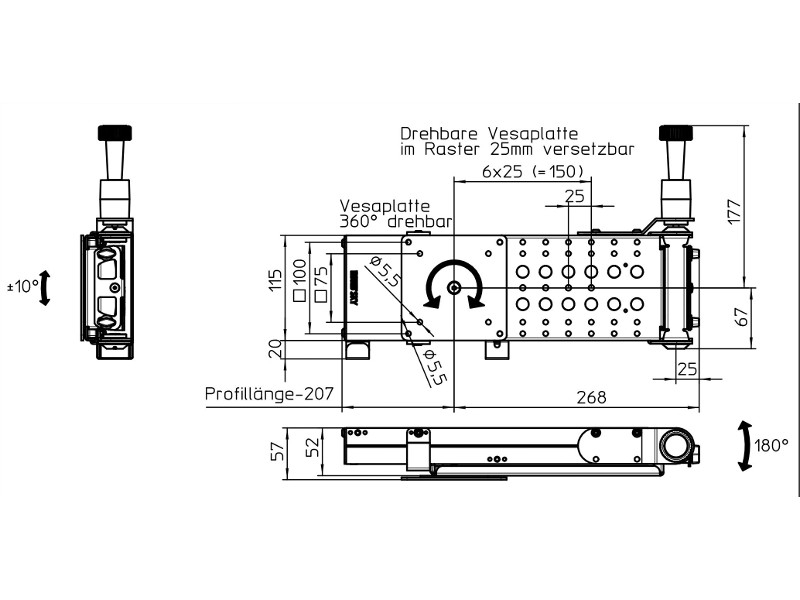 Novus SKY 20W Fernseh Wandhalterung Zeichnung Novus SKY 20W Fernseh Wandhalterung Zeichnung
