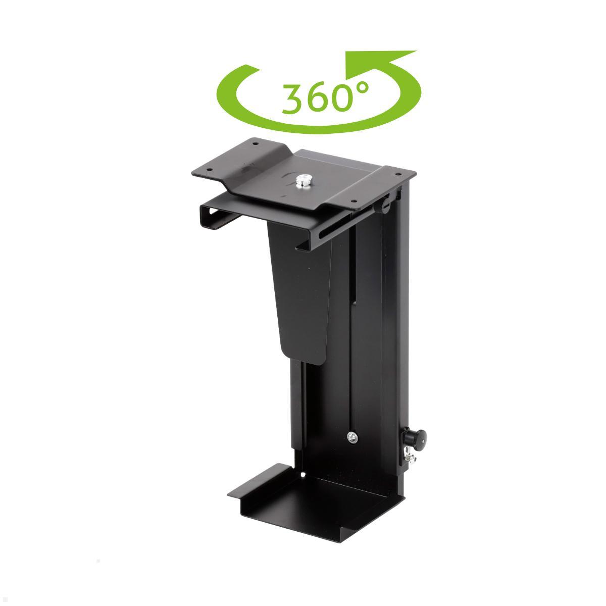 TecLines TPH001B PC Halterung drehbar Untertisch 70-203 mm, schwarz, drehbare CPU Halterung