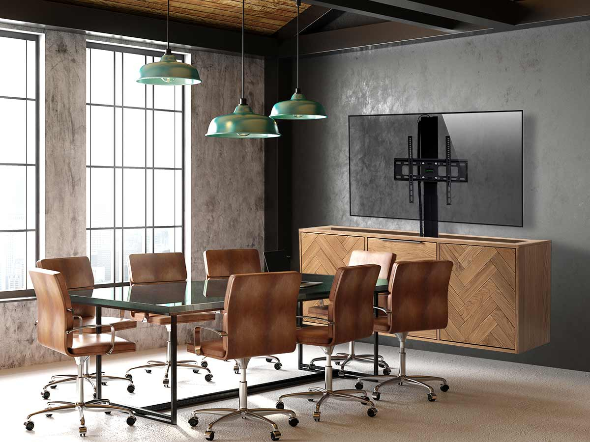 MonLines MLD675S myTVLift Deckenlift elektrisch, 675mm, silber Anwendungsbeispiel KOnferenzraum MonLines MLD675S myTVLift Deckenlift elektrisch, 675mm, silber Anwendungsbeispiel KOnferenzraum