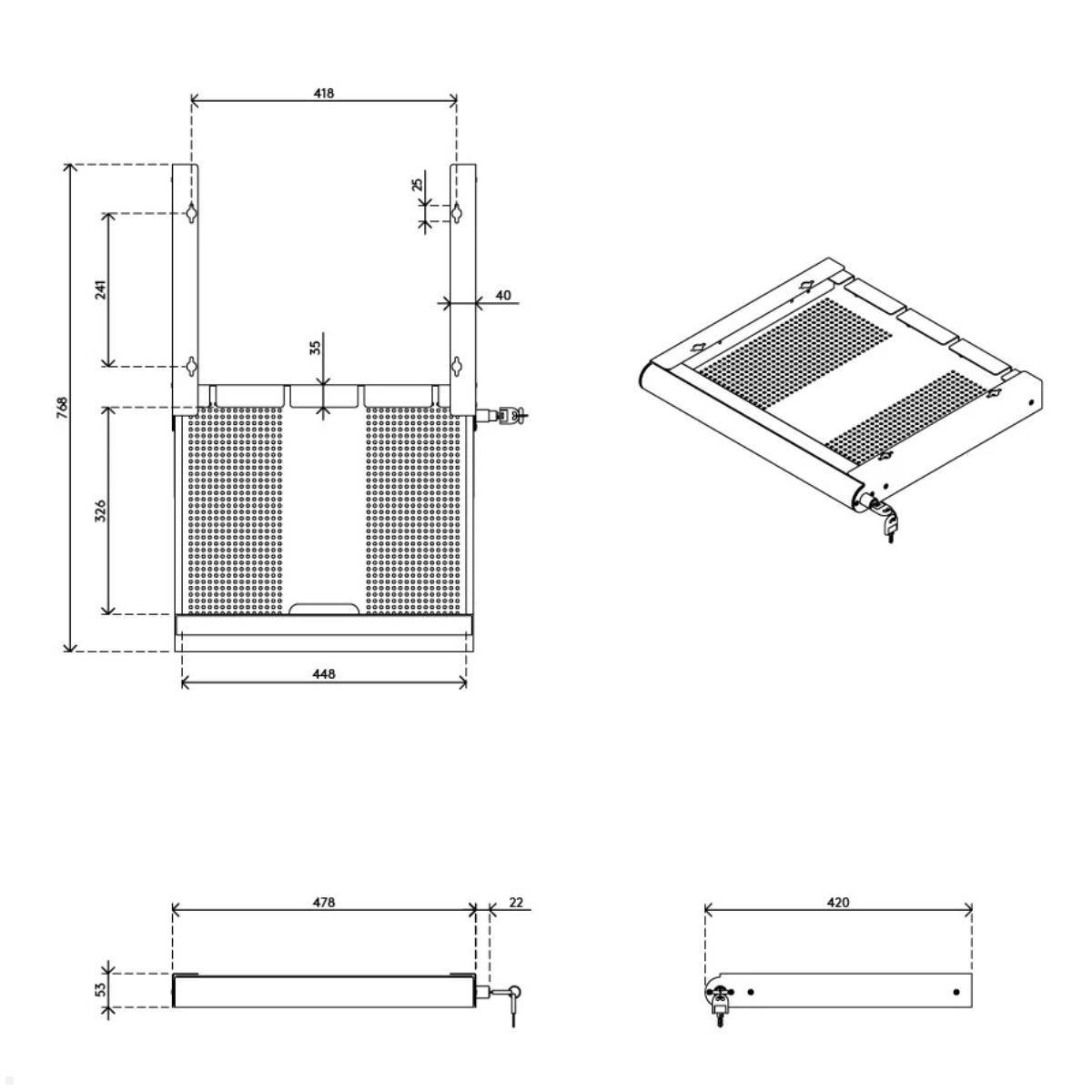 Dataflex Laptop/Notebook Sicherheits Schublade abschliessbar (20.620), weiss, Tischzubehör