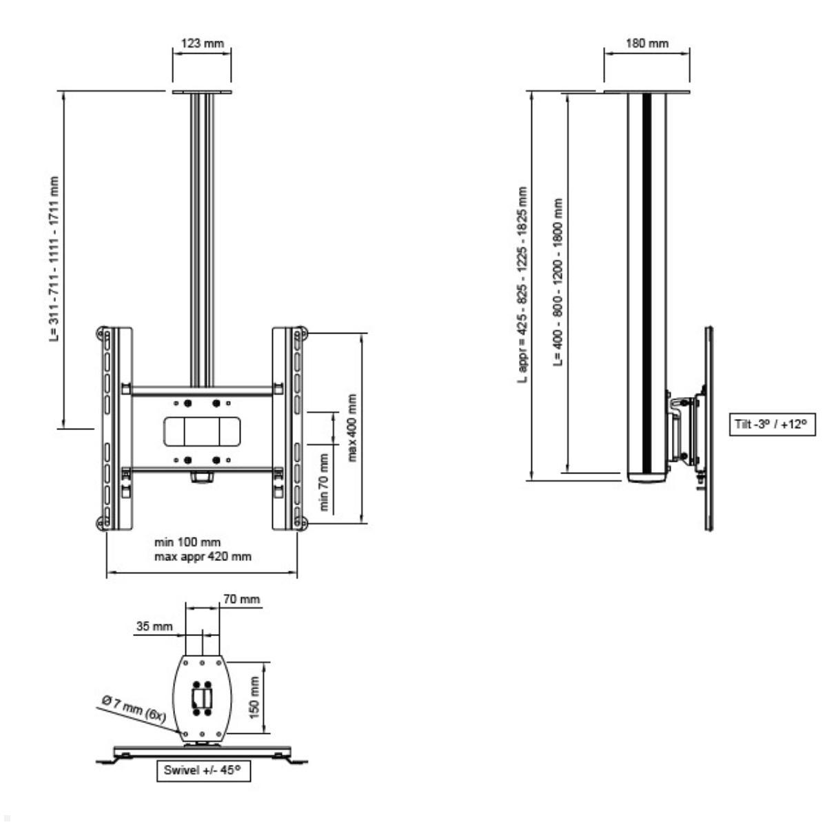 SMS Flatscreen CM ST Monitor Deckenhalterung 1800mm (FS061024-P0) Maße SMS Flatscreen CM ST Monitor Deckenhalterung 1800mm (FS061024-P0) Maße
