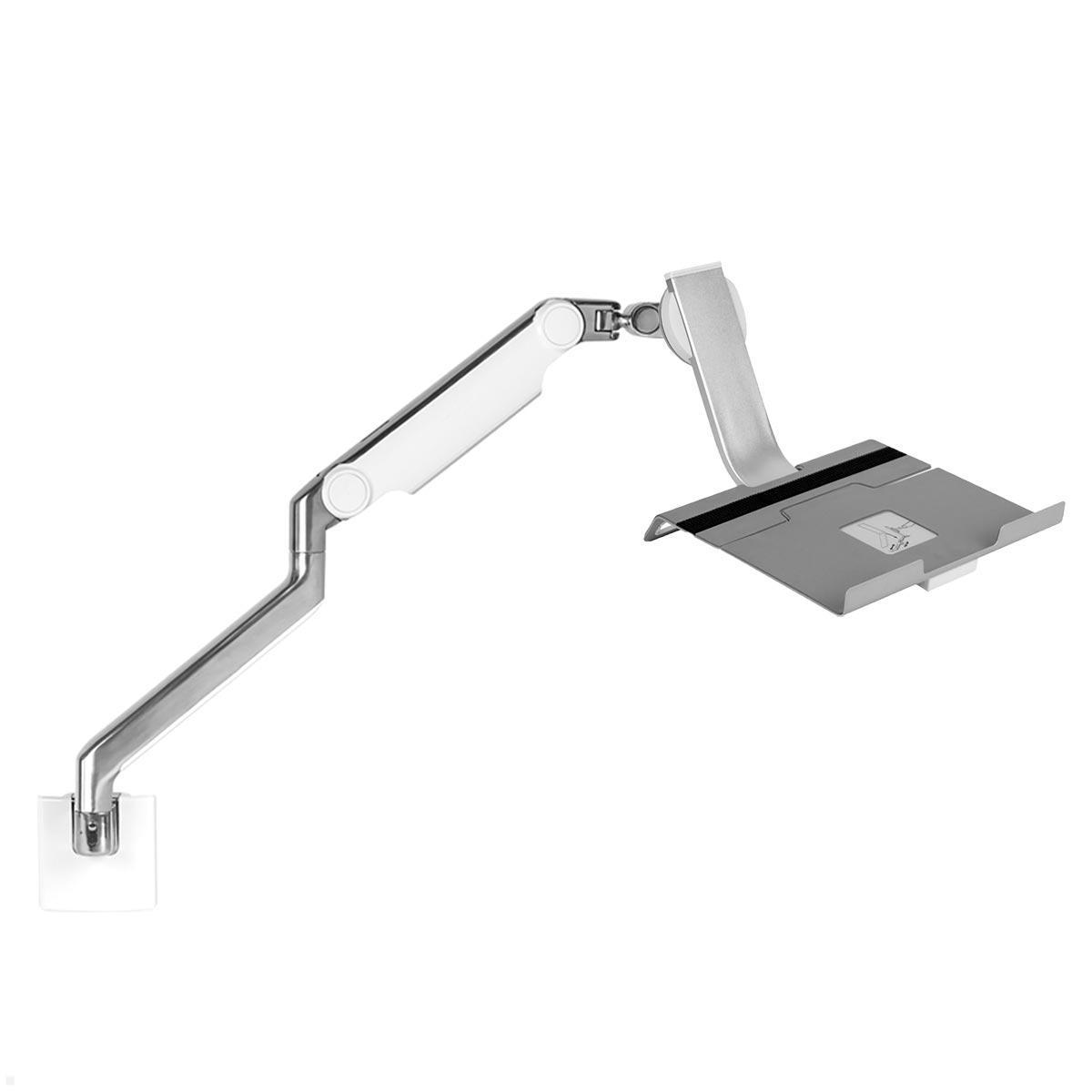 Humanscale M2.1 Laptop Wandhalterung mit Schwenkarm schräg, weiß, Ablage Humanscale M2.1 Laptop Wandhalterung mit Schwenkarm schräg, weiß, Ablage