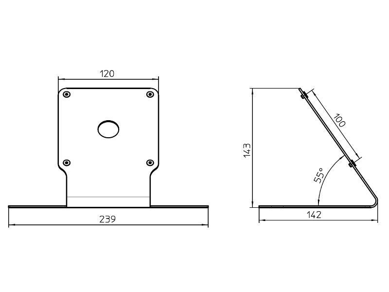 Novus POS TabletSafe Tischhalter Zeichnung Novus POS TabletSafe Tischhalter Zeichnung