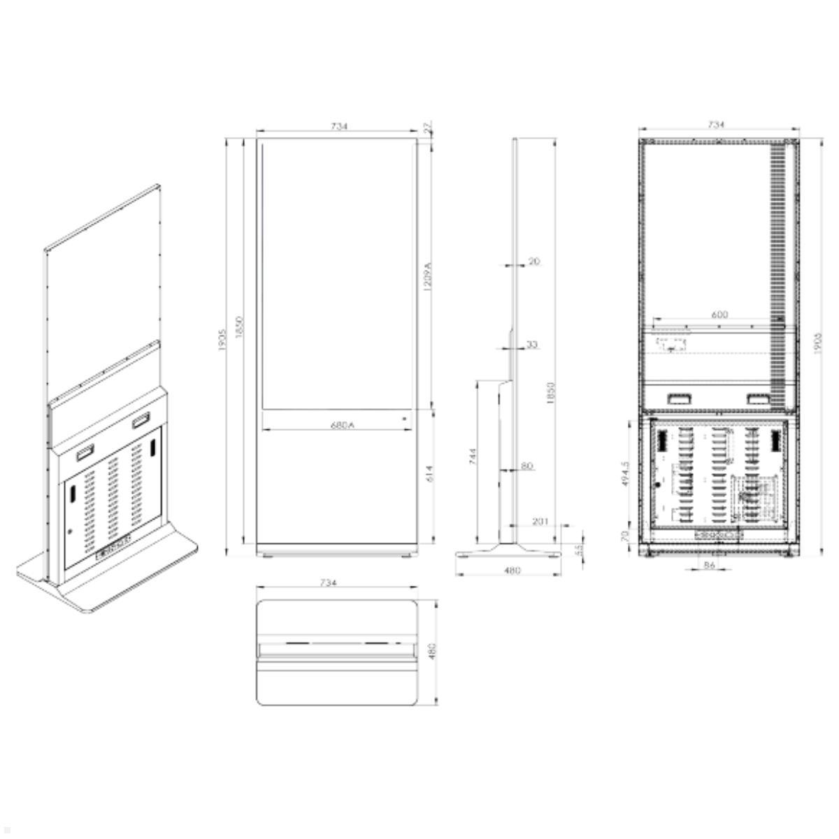 Clevertouch CL Totem Commercial Display 55'' (12955CMTOTEM), Maße