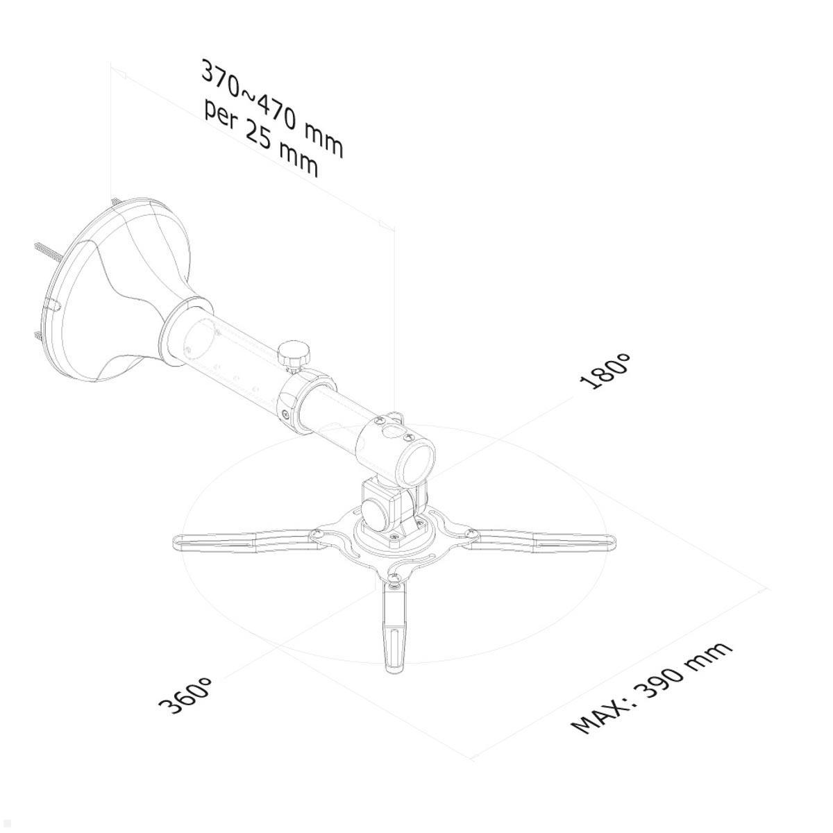 Neomounts BEAMER-W050 Projektor Wandhalterung, schwarz technische Zeichnung Neomounts BEAMER-W050 Projektor Wandhalterung, schwarz technische Zeichnung