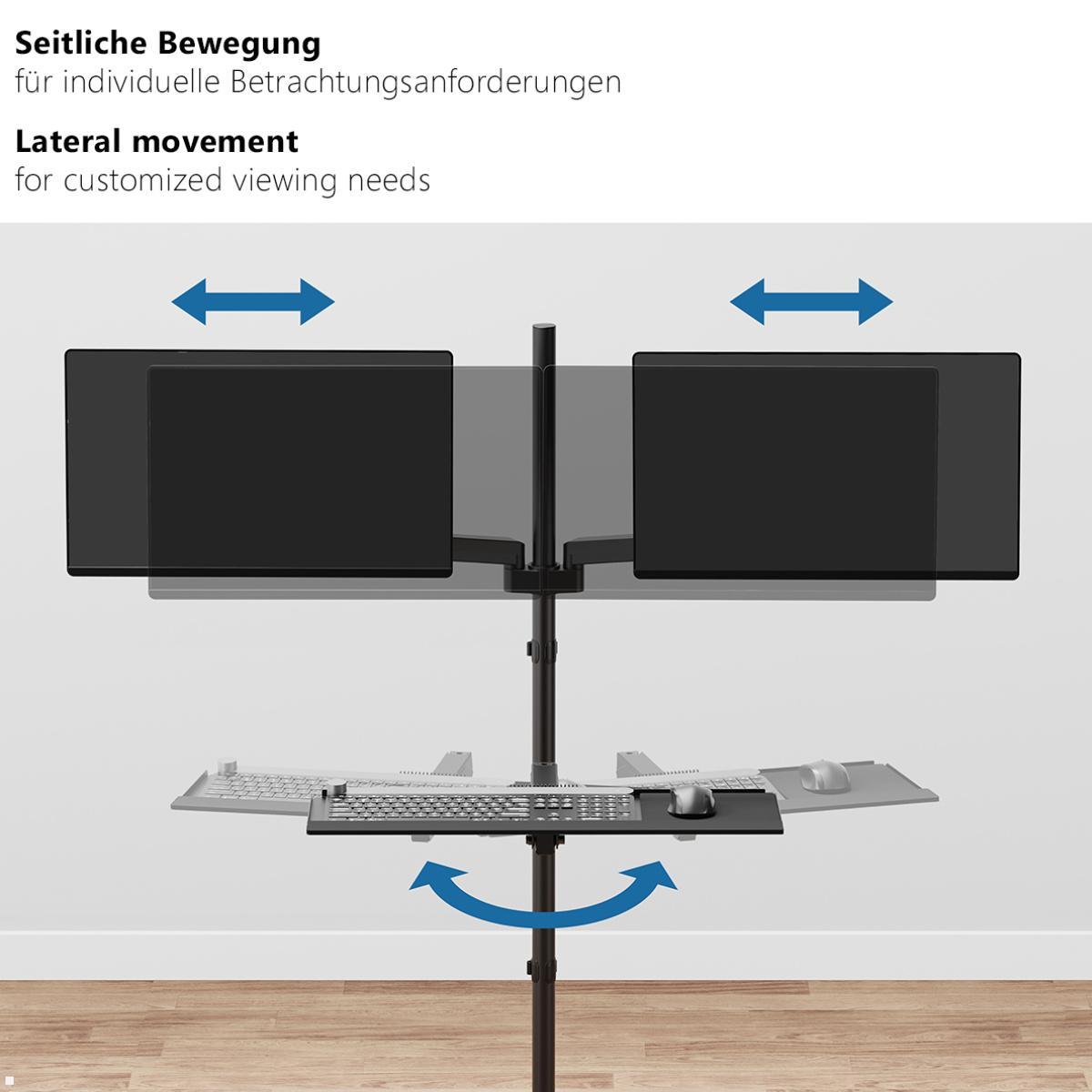 MonLines MBS020B dual Monitor Bodenstandfuß anschraubbar mit Tastaturhalterung, voll beweglich MonLines MBS020B dual Monitor Bodenstandfuß anschraubbar mit Tastaturhalterung, voll beweglich