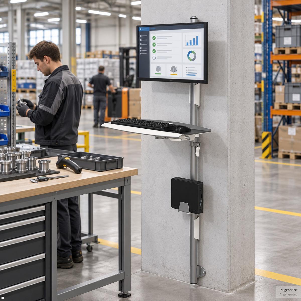 Dataflex Viewmate Dateneingabe Arbeitsplatz Monitor Wandhalterung mit Tastatur Halterung (52.732), Anwendungsbeispiel