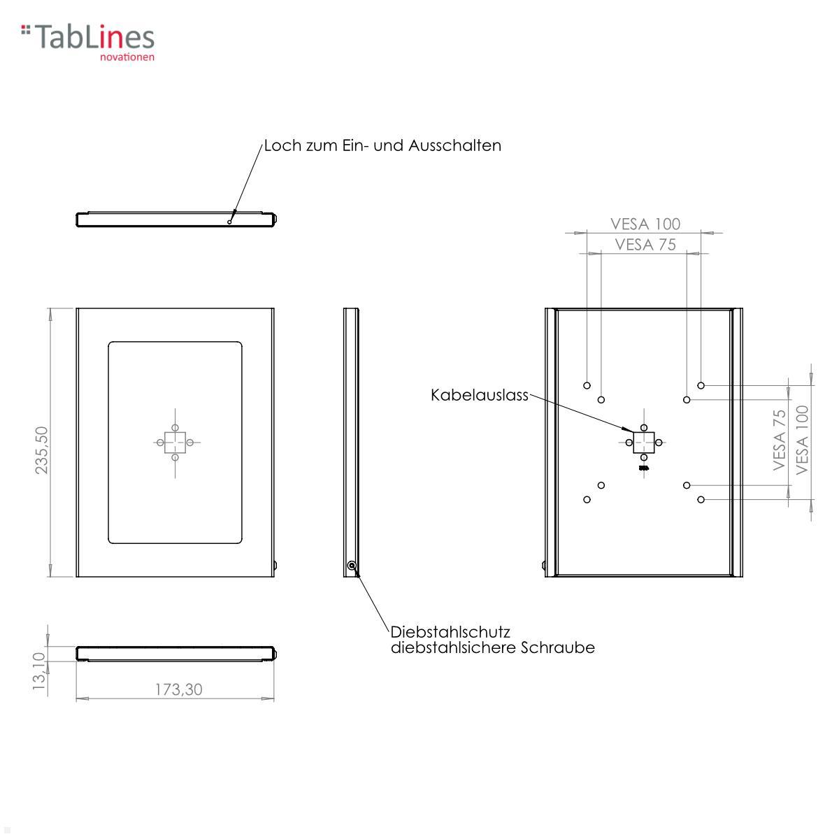 TabLines TSG086E Tablet Schutzgehäuse für Apple iPad Mini 6 (2021), Edelstahl technische Zeichnung TabLines TSG086E Tablet Schutzgehäuse für Apple iPad Mini 6 (2021), Edelstahl technische Zeichnung