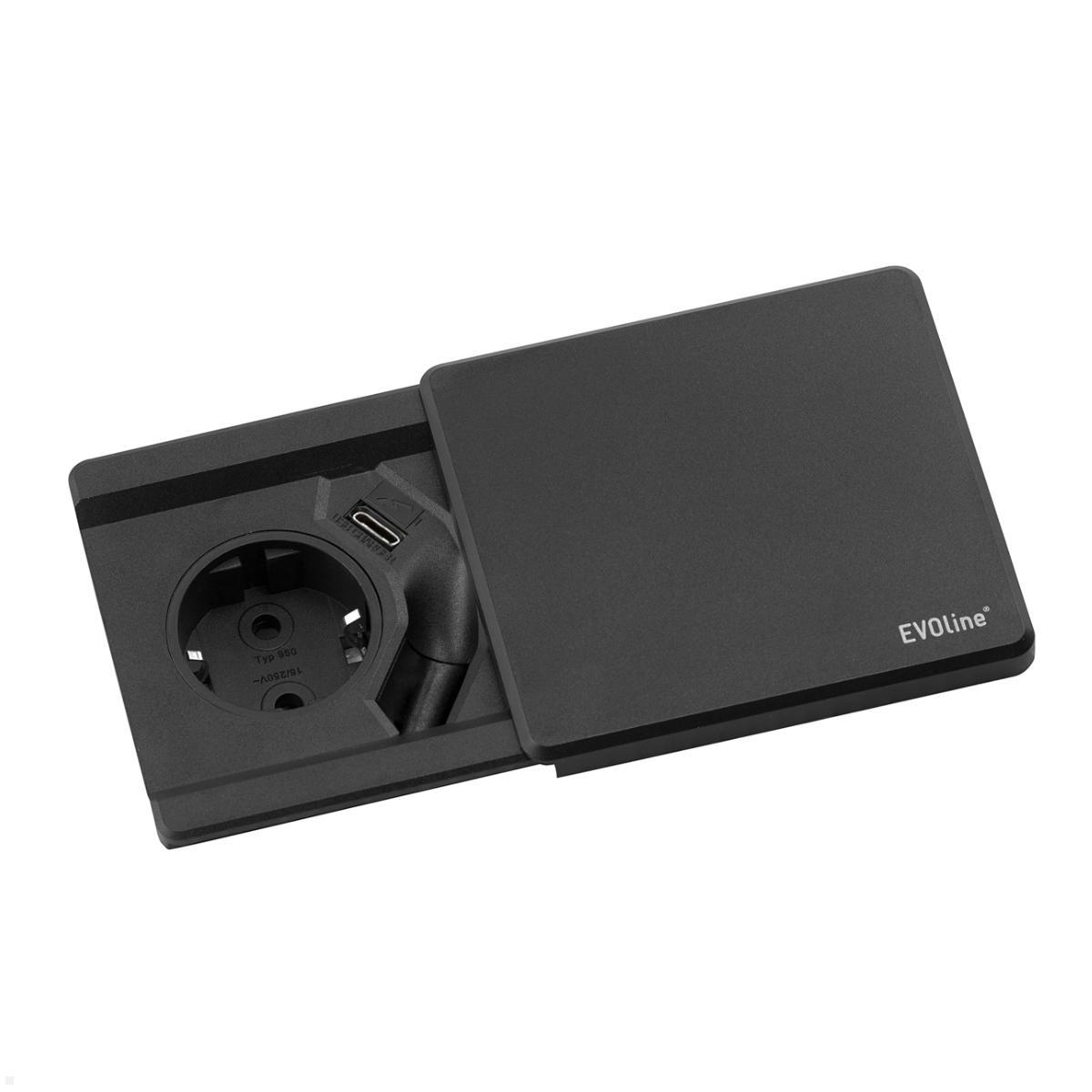 EVOline Square80 Einbausteckdose mit 1x USB-C, schwarz