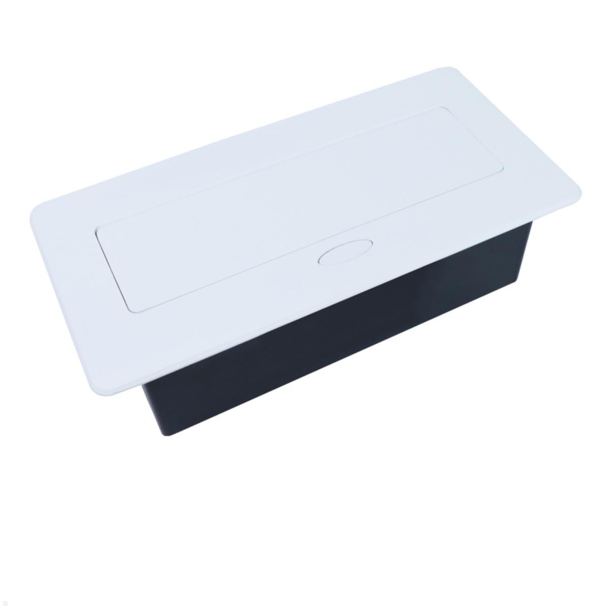 TecLines TES009W 2-fach Einbausteckdose mit USB A/C Charger, 3m Kabel, weiß, Tischanschlussfeld