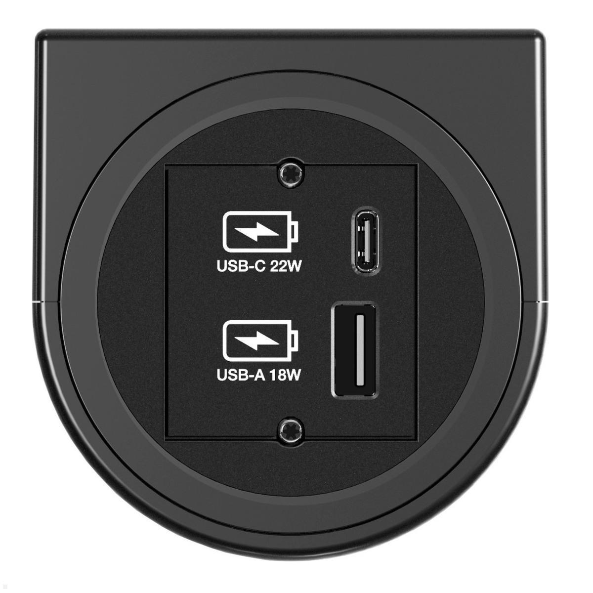 Bachmann PIX HOLDER SINGLE Steckdose für Möbel mit 1xCM, 1x USB A/C, 0,2m GST18 (BM0020085), Möbelsteckdose Custom Modul