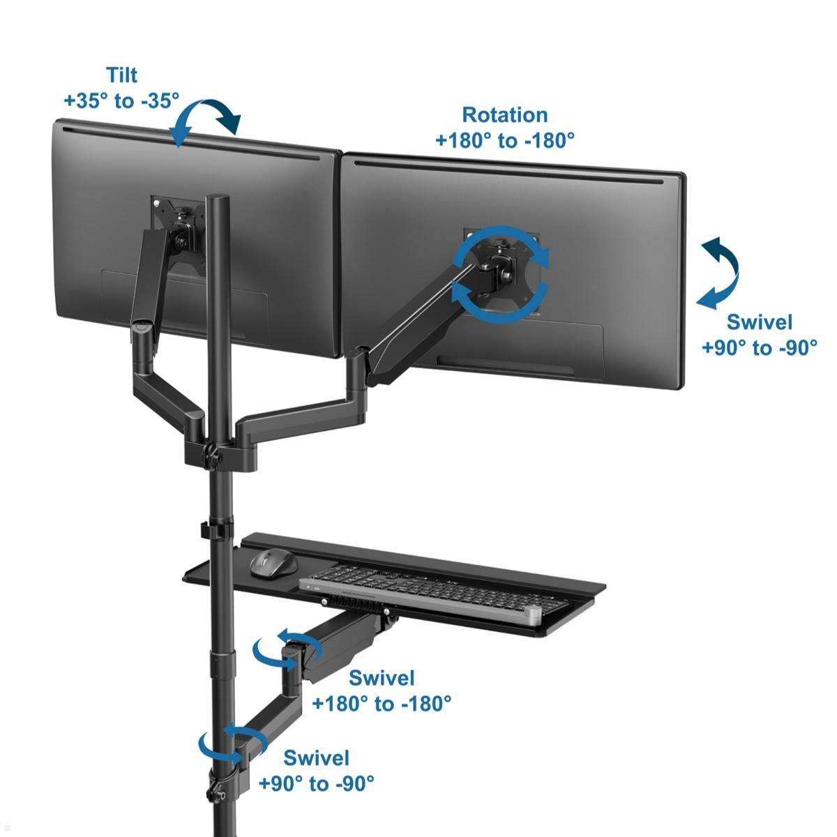 MonLines MBS020B dual Monitor Bodenstandfuß anschraubbar mit Tastaturhalterung, schwenkbar MonLines MBS020B dual Monitor Bodenstandfuß anschraubbar mit Tastaturhalterung, schwenkbar
