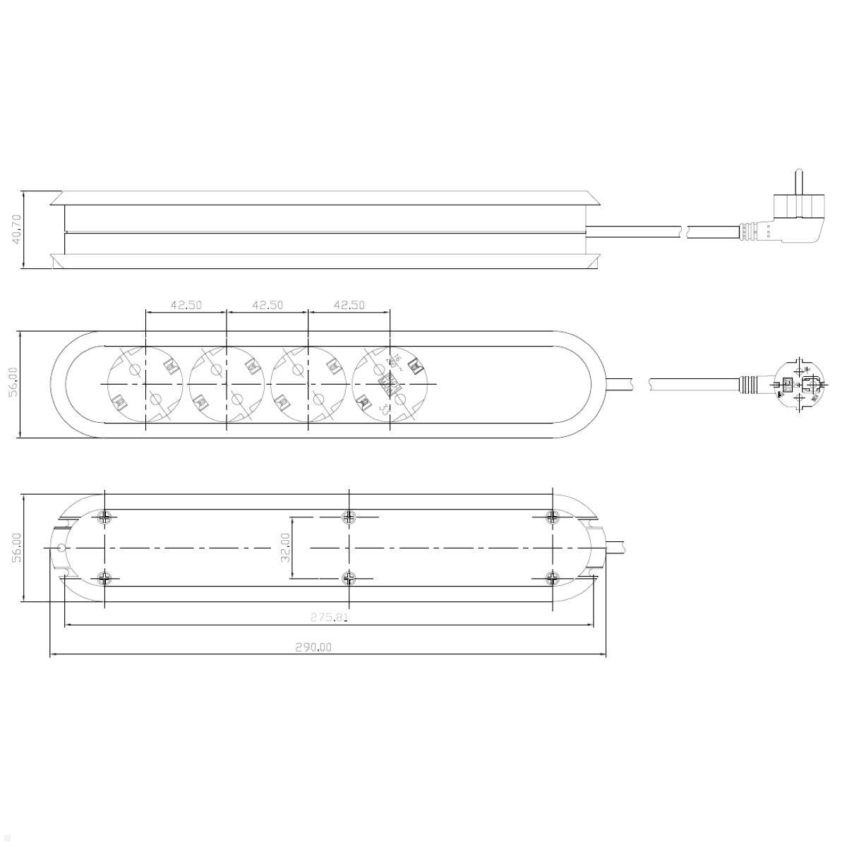 Bachmann SMART, 4x Steckdosenleiste Zuleitung 1,5m, 381.121K